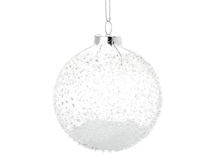 Glaskugel mit Raureif und verschneitem Dekor