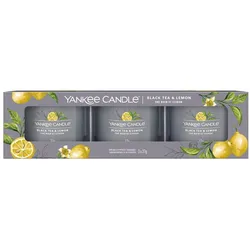 Black Tea & Lemon 37g Glasvotivkerze 3er Pack