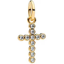 Pandora 764063C01 Charm-Anhänger Kreuz Goldfarben Zirkonia