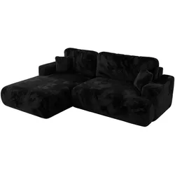ECKSOFA OVO L Schwarz Plüsch - Links Seite