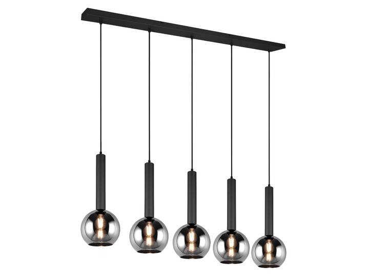 Lampe suspendue 5 flammes verre fumé / noir