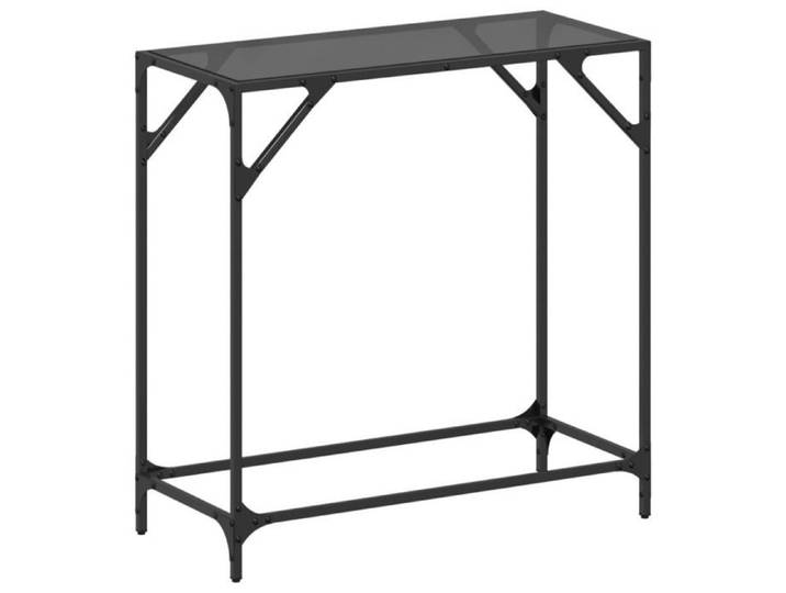 Table console - VIDAXL - 80x35x81 cm - dessus verre noir - cadre inox - fixation murale