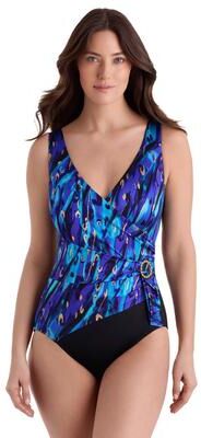 Plus Size Women's Buckle Shirred Surplice by Longitude in Gilded Panthera (Size 24)