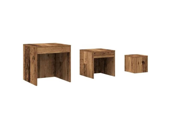 Favemtsl Satztische 3er Set Beistelltisch Holzwerkstoff Altholz-Optik Platzsparende Couchtische in drei Größen für Wohnzimmer und Schlafzimmer, flexibel stapelbar und pflegeleicht.