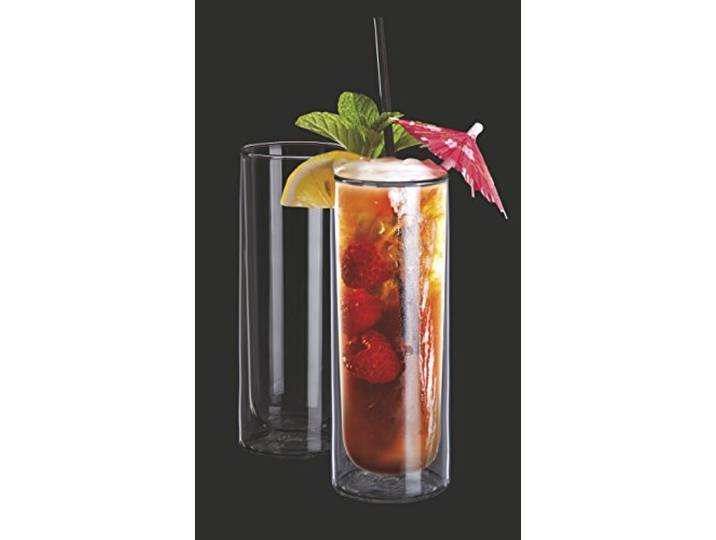 Cocktail Gläser 2 er Set 300 ml Mojito Cuba Libre Longdrink Doppelwandig Thermo-Effekt