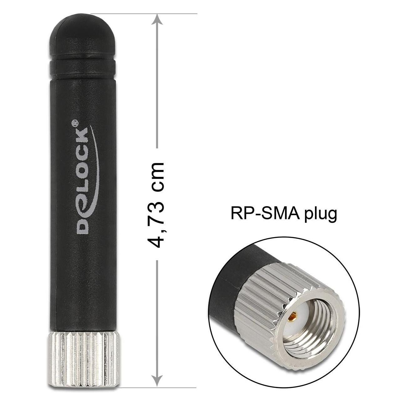 Delock WLAN 802.11 b/g/n Antenne RP-SMA Stecker 1,7 (12714)
