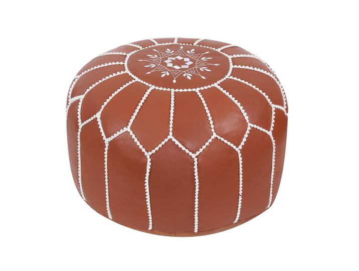 Pouf Leder DAMASKUS hellbraun