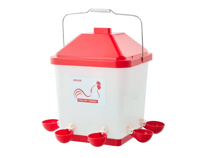 Vevor Abreuvoir Automatique Pour Poules 19 L Distributeur Deeau A Gravite Pour Volailles\, Avec 6 Coupelles Vanne Automatique Anti-gaspillage\, Suspendu Portable Avec Poignee\, En Plastique Pp Etanche