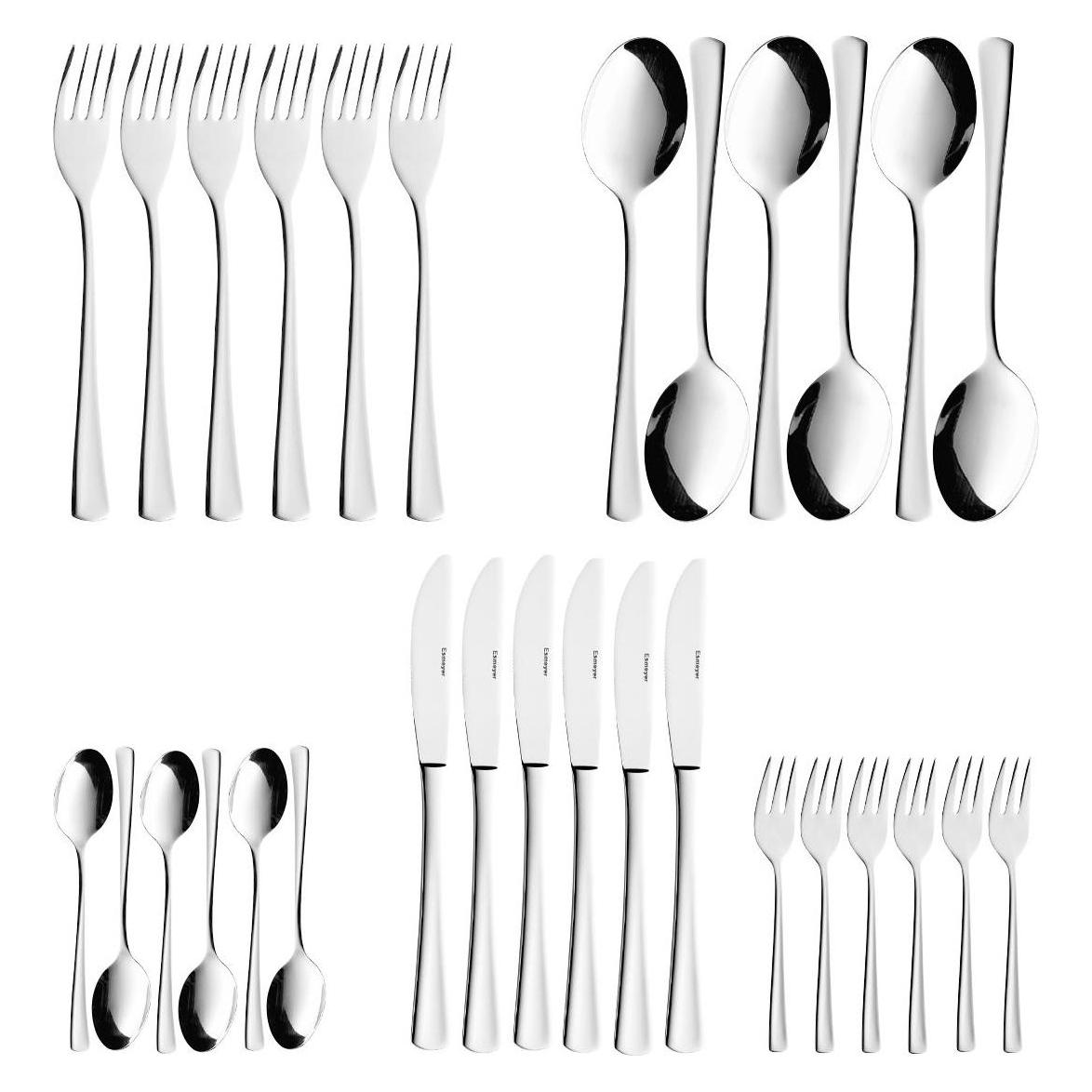 Esmeyer 30-teiliges Besteck "Stockholm", Edelstahl 18/10 hochglanz-poliert, 2,2 mm Materialstärke (30 Stk., Besteck Set) (204-081)