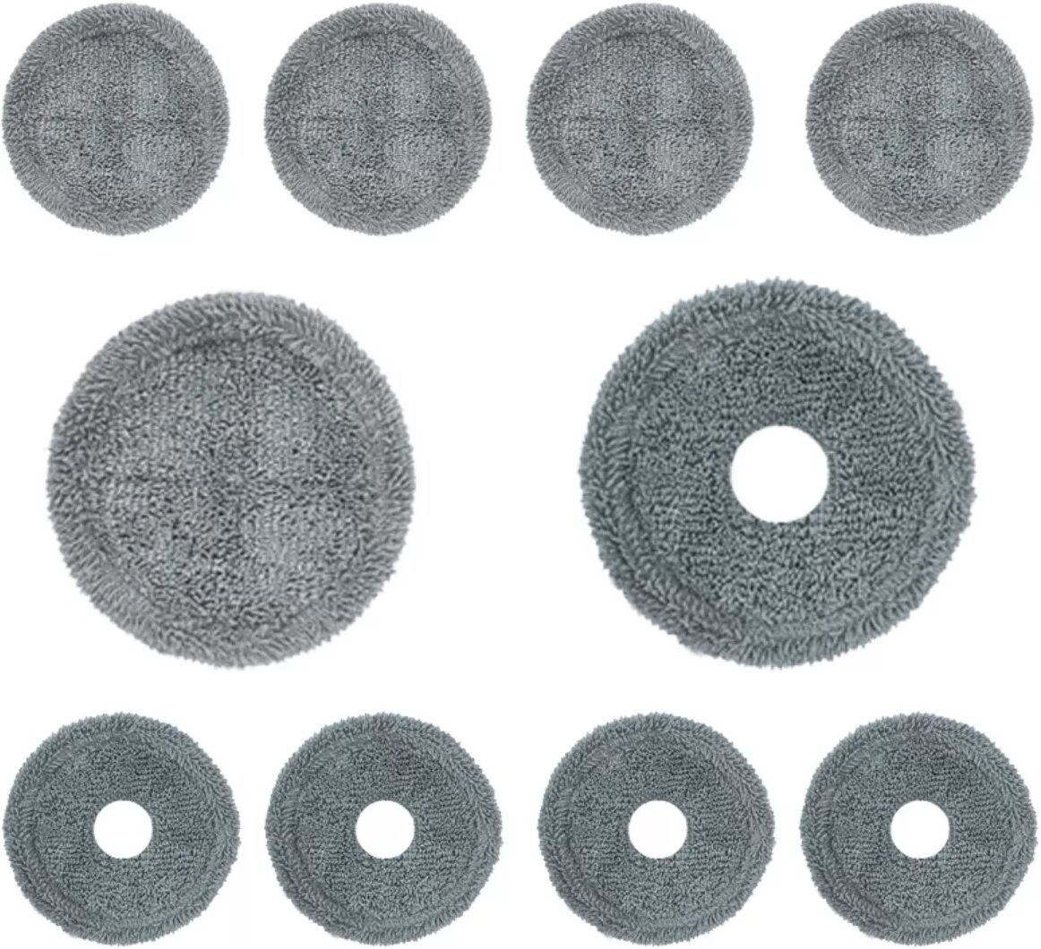 INF Lot de 10 chiffons pour robot aspirateur - 5 full plush gris + 5 gris améliorés, absorbants à séchage rapide, compatible