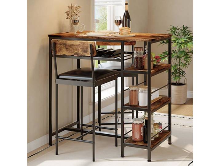 Ensemble rétro marron table carrée 2 chaises 29.1in petit espace