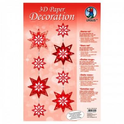 URSUS Dekorationsartikel 3D Paper Decoration, Sterne rot