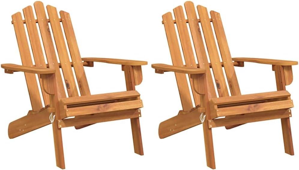 2 Adirondack-Gartenstühle, Gartensessel und Balkonstühle aus massivem Akazienholz für den Außenbereich