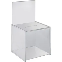 Spendenbox, mit Infoschild 203x375 mm, Acryl, Acryl (PMMA), transparent