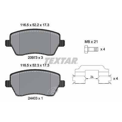 Textar Bremsbelagsatz, Scheibenbremse [Hersteller-Nr. 2397302] für Vauxhall, German E Cars, Suzuki, Opel