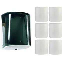 1 Rollenhandtuchspender Jofel Azur Midi Box Glas + 6 Handtuchrollen