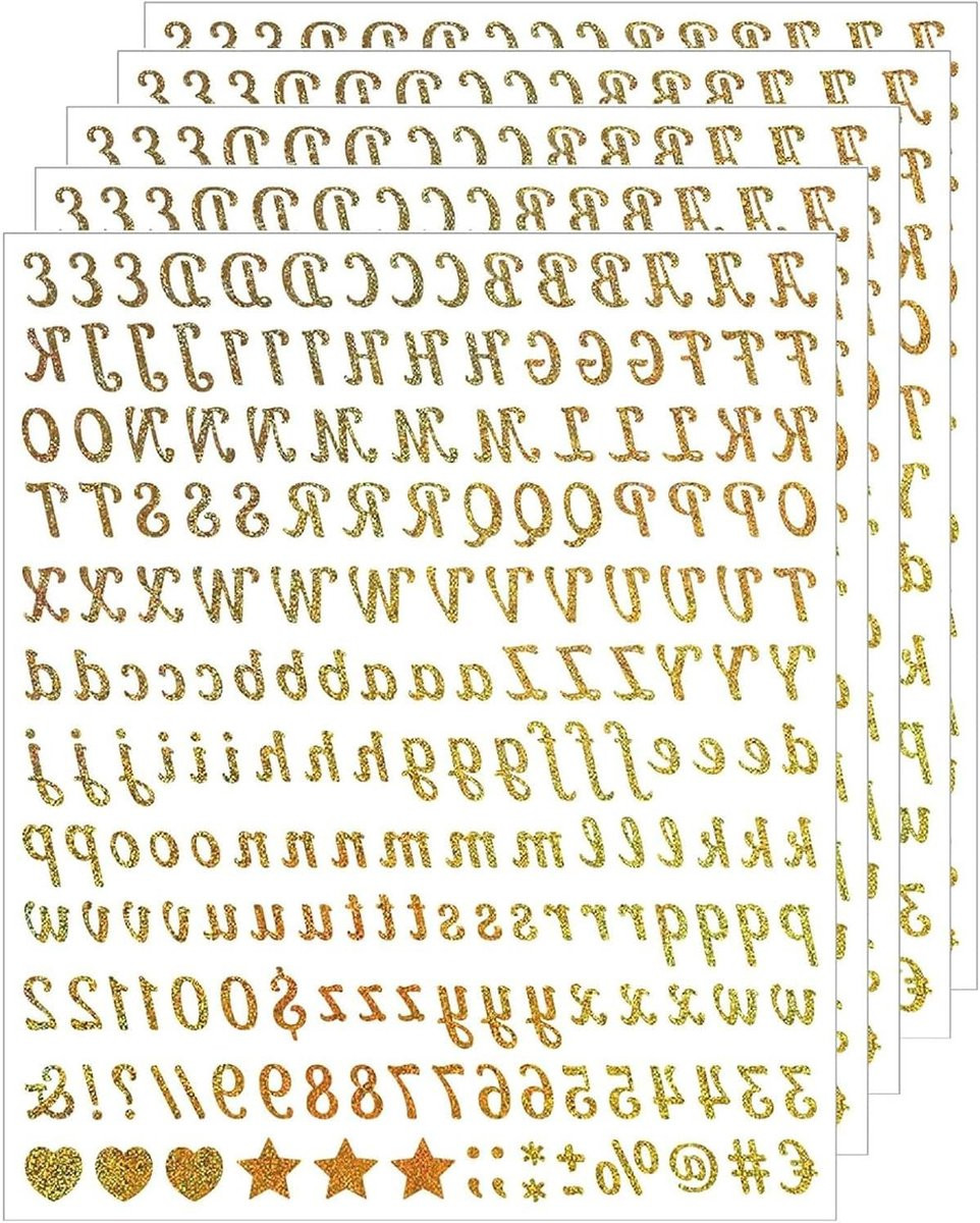 1000 stuks Alfabet Stickers - Goud Vinyl Letterstickers - Waterbestendig voor DIY Knutselen