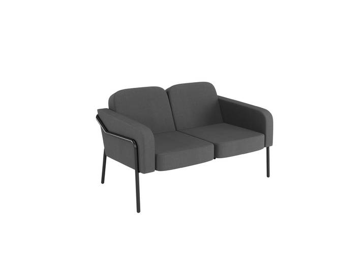 Canapé 2 places Medso avec accoudoirs - Tissus Anthracite