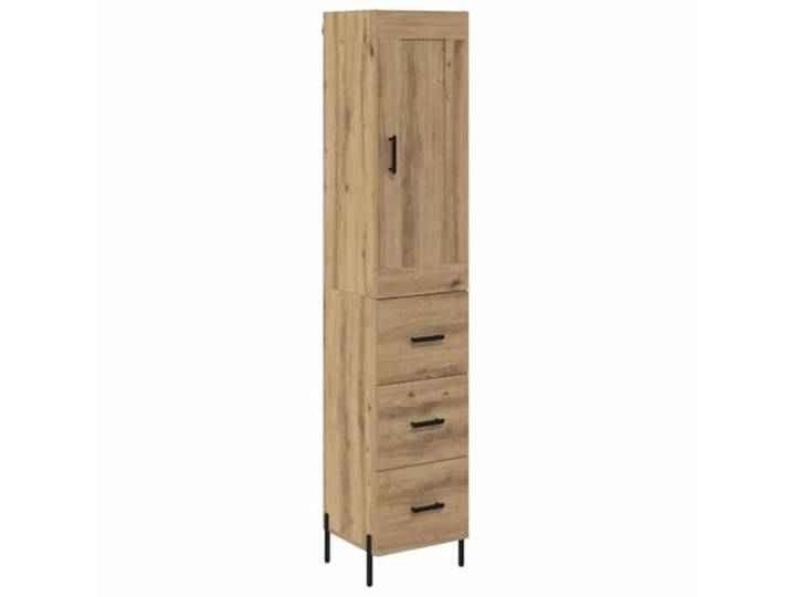 Roanoer Highboard Artisan-Eiche 34,5x34x180 cm Holzwerkstoff Schlanker Schrank für Wohnzimmer und Essbereich. Mit Tür und Schublade für geordnete Aufbewahrung im Alltagsbereich.