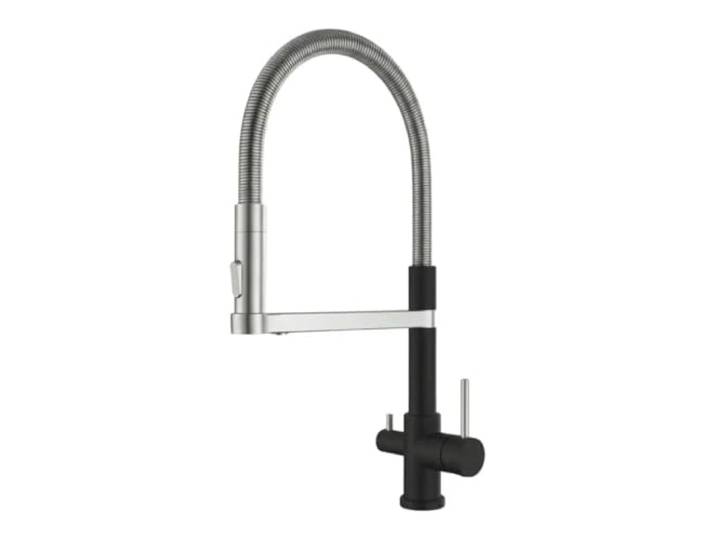 AORA® STATEMENT INOX 3 Wege Wasserhahn aus Edelstahl 2.0 360° drehbare Küchenarmatur aus massiven Edelstahl Spültischarmatur für Wasserfilter, Osmoseanlagen Wasserfilter Wasserhahn Schwarz