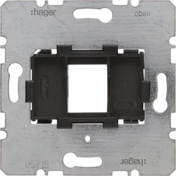 Hager WDF4617S Tragplatte mit schwarzer Aufnahme für Modular Jacks 1fach, Modul-Einsatz UP