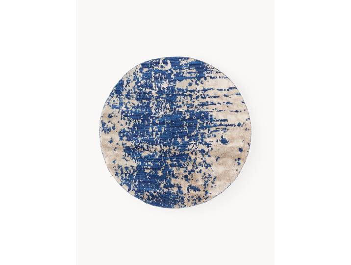 Tapis rond en laine tissée main avec motif abstrait Cynthia