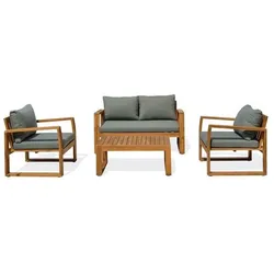 DCB Garden, Gartenlounge, Gartenlounge-Set – Olive – Akazienholz – 4-Sitzer – Aracaju