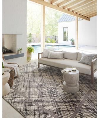 Alexander Home Renee Modern Chambray Border Indoor / Outdoor Rug