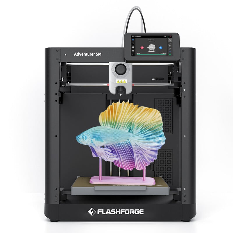 FlashForge Adventurer 5 M 3D-printer met 600 mm/s printsnelheid en 280 °C directe extruder, afdrukformaat 220 x 220 x 220 mm