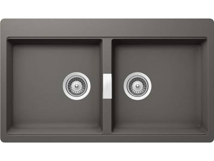 SCHOCK - Küchenspüle Horizont N200 2 Becken, 860 x 500 mm, Silverstone Wendbare Badewannen; Material ®Cristadur