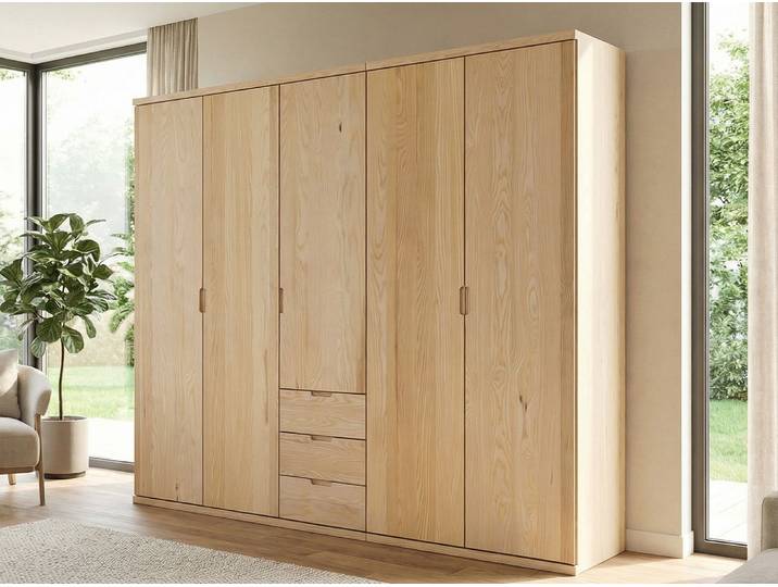 Drehtürenschrank „Romana“ Esche 5-türig Massivholz Esche