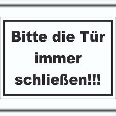 HB-Druck Aufkleber Bitte die Tür immer schließen schwarz-weiss A2 (420x594mm)