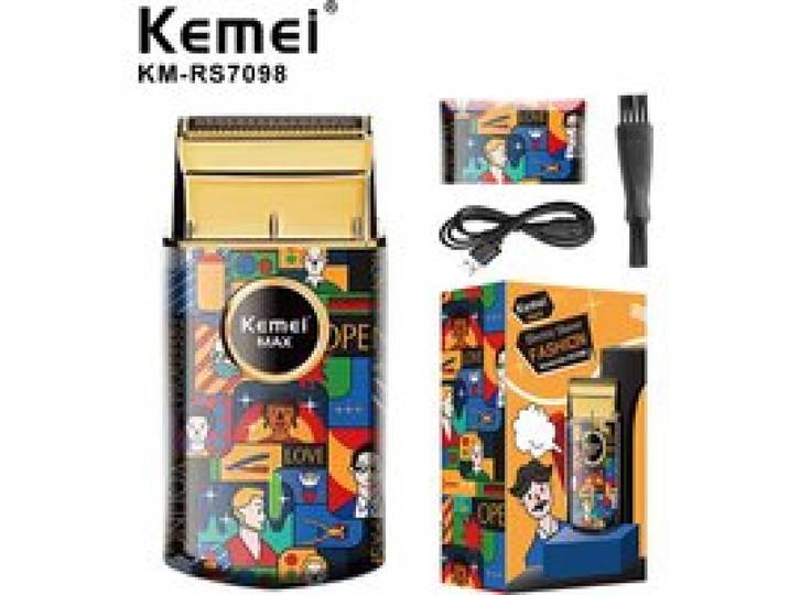 Kemei KM-RS7098 Oplaadbare Elektrische Scheerapparaat Draagbare Single Blade Baard Trimmer Mode Willekeurige Graffiti Scheren Machine