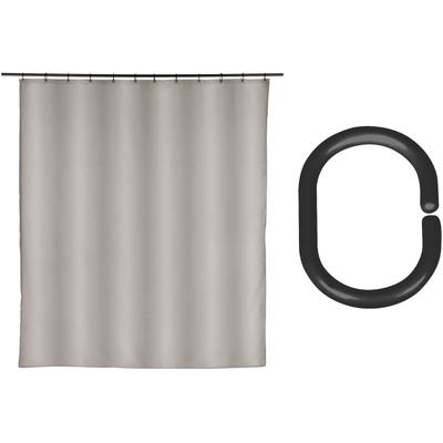Duschvorhang "»Mayour«", grau, B:180cm H:200cm, Kunststoff, Polyester, SCHÖNER WOHNEN-KOLLEKTION, Duschvorhänge, aus Polyester, wasserabweisend, mit 16 Duschvorhangringen