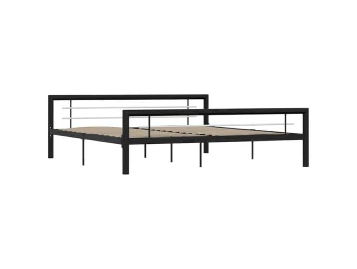 KKgypkn Metallbettgestell 180x200 cm Bettrahmen Schwarz und Weiß, stabiles Bettgestell Metall mit Lattenrost, einfache Montage, Elegantes Design für Schlafzimmer