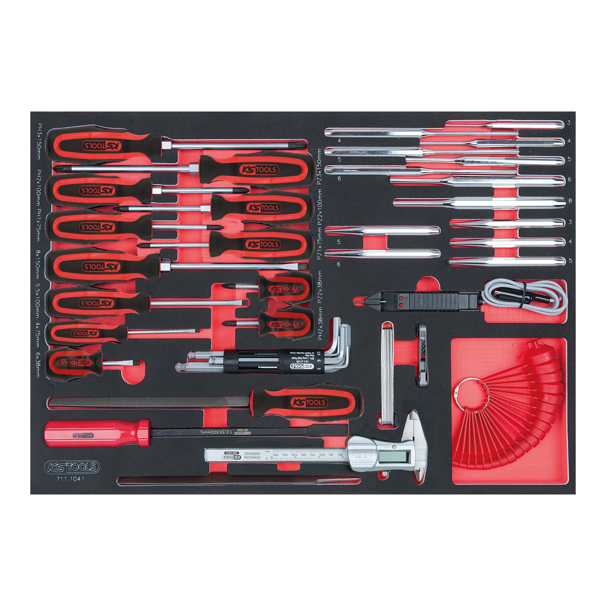 KS Tools SCS Schraubendreher- und Messgeräte-Satz, 41-teilig in 1/1 Systemeinlage (711.1041)