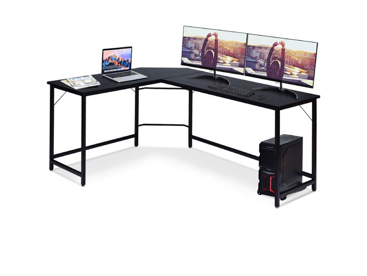 L-vorm Computerbureau PC Hoekbureau 168 x 125 x 74 cm - Zwart