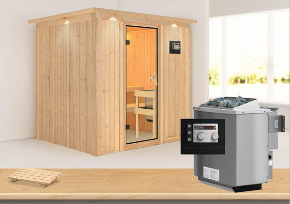 KARIBUHOLZT Sauna Sodin Front ,9kW Bio.Strg bronz.GGT u. DK 08288378