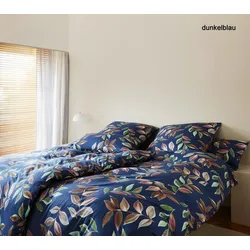 Elegante Interlock Jersey Bettwäsche Wave - 135x200 cm + 40x80 cm	dunkelblau