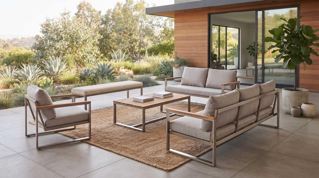 Gartenmöbel Set Sofa Sessel Couchtisch Beige Terrasse Lounge