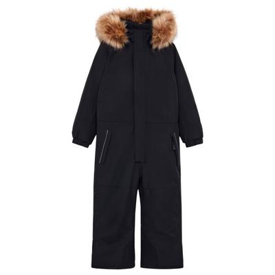 Color Kids - Kid's Coverall with Contrast & Fur - Overall Gr 104 schwarz