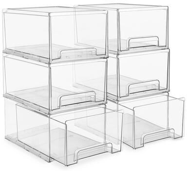 Sorbus Large Clear Stackable Storage Drawers with Handles