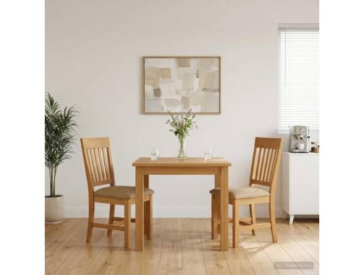 NLQMSU Esszimmerstuhl, 2 Stück, massives Eichenholz, Beige Natürliche Eichenoberfläche, quadratische Beine, Schaumstoffsitz, ergonomisches Design, max. 110 kg pro Sitz
