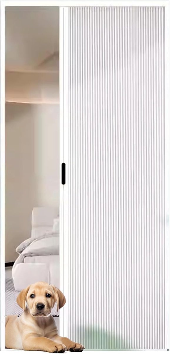 Witte vouwdeur voor binnen - Harmonicadeur voor ruimtebesparing - Hoogte: 210 cm, Breedte: 205 cm