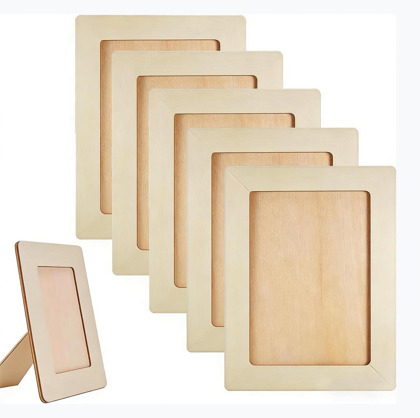 oCreon Set van 6 houten fotolijsten voor knutselwerk - Rechthoekig