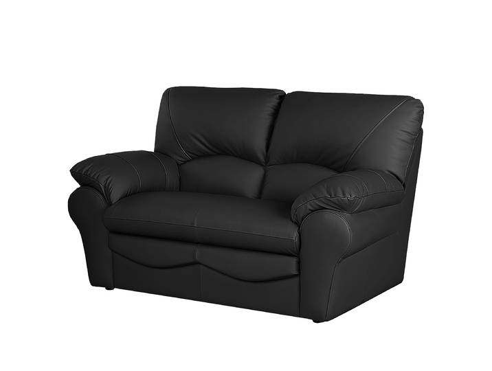 2-Sitzer Sofa Echtleder Schwarz/Schwarz Echtleder Mabel 150 x 92 x 85cm Modern