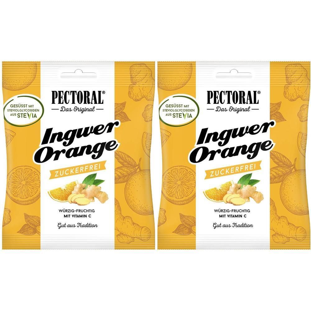 Pectoral Ingwer Orange Bonbons zuckerfrei 2x 2x60 g