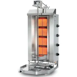 Professionelle Kebabmaschine mit Butangas POTIS für Gastronomie. Vertikalgrill für Döner Kebab, Gyros und Shawarma für Bar und Restaurant.