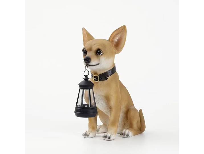 Statue de Chihuahua à énergie solaire, décoration de jardin extérieur avec lumières LED, veilleuse automatique, Figurine de chien pour cour, Patio, allée