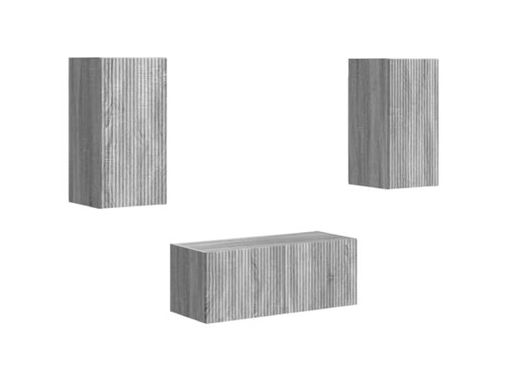 KTHLBRH TV-Möbel-Set, 6 Stück, Grau, Sonoma-Holz, technisch Wandmontage, fünf Einheiten, große Räume, minimalistischer Stil, Holz, modernes Wohnzimmer